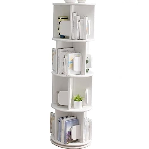 Geometrisches Bücherregal aus Gummiholz, modernes drehbares Bücherregal, 360° drehbar, für Landung, Schlafzimmer, Arbeitszimmer, Eckregal, kreatives Schreibtisch-Präsentationsregal, weiß, 15,7" L x 5 von MESCXTY
