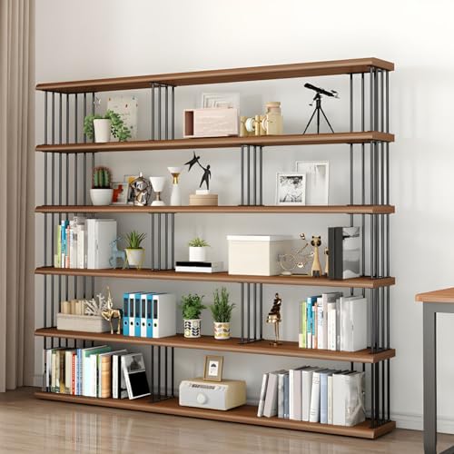 Großes Bücherregal, hohes Industrie-Bücherregal mit offenem 5-stufigem, breitem Bücherregal-Organizer aus Metall, Ausstellungsregale für Schlafzimmer, Wohnzimmer, Home-Office-Aufbewahrung, 94,5" L x von MESCXTY