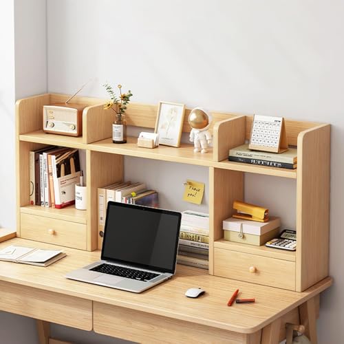 Holz-Schreibtischregalständer – Schreibtisch-Bücherregal für Computertisch, Aufbewahrungsregal für Arbeitsplatten, freistehendes Bücherregal mit 2 Türen, Aufsatzregal für Heimbüro-Wohnheimmöbel (natü Holz-Schreibtischregalständer – Schreibtisch-Bücherregal für Computertisch, Aufbewahrungsregal für Arbeitsplatten, freistehendes Bücherregal mit 2 Türen, Aufsatzregal für Heimbüro-Wohnheimmöbel (natü von MESCXTY