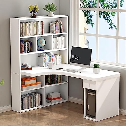 L-förmiger Schreibtisch mit Aufsatz und Schublade, 47 Zoll wendbarer Home-Office-Schreibtisch, moderner Eckschreibtisch aus Holz, Computertisch mit Ablageflächen, Schreib- und Arbeitstisch für Home-Of von MESCXTY