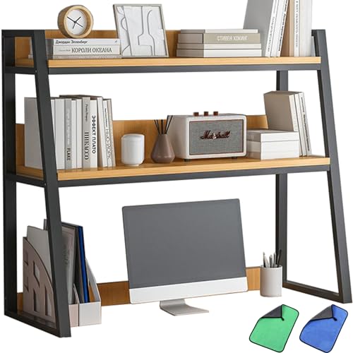 Leiter-Schreibtischregal, 3-stöckig, Mehrzweck-Bücherregal aus Metall und Holz im Vintage-Stil, Aufbewahrungs-Organizer für Wohnheim, Büro, Zuhause, 30 x 13 x 35 von MESCXTY