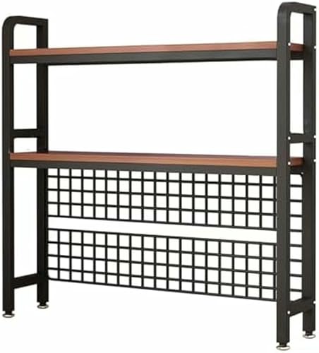 MESCXTY 2-stöckiges Schreibtisch-Bücherregal, Arbeitsplatten-Aufbewahrungshütte für Computertisch, verstellbares Holz-Display-Rack, Organizer, Wohnheim-Büro-Dekor von MESCXTY