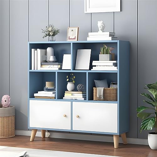 MESCXTY 24,1 cm B, geschlossenes Bücherregal mit Ablagen und Türen, Landing, Beine aus Massivholz, multifunktionales Regal, Studentenschrank, Blau, 80 cm L x 24,9 cm, 107,7 cm H MESCXTY 24,1 cm B, geschlossenes Bücherregal mit Ablagen und Türen, Landing, Beine aus Massivholz, multifunktionales Regal, Studentenschrank, Blau, 80 cm L x 24,9 cm, 107,7 cm H von MESCXTY