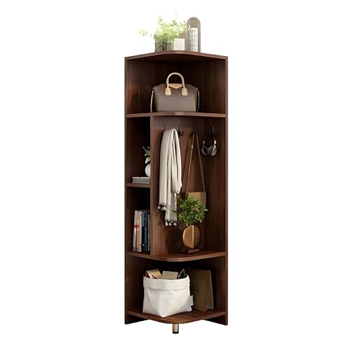 MESCXTY 3-in-1-Eckbücherregal, multifunktionales Lagerregal mit Hängeregal, minimalistisches Display für den Eingangsbereich von kleinen Wohnungen, Schlafzimmern (Walnuss) von MESCXTY