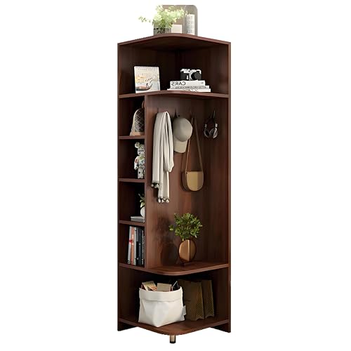 MESCXTY 3-in-1-Eckbücherregal, multifunktionales Lagerregal mit Hängeregal, minimalistisches Display für den Eingangsbereich von kleinen Wohnungen, Schlafzimmern (Walnuss) von MESCXTY