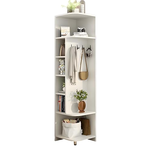 MESCXTY 3-in-1-Eckbücherregal, multifunktionales Lagerregal mit Hängeregal, minimalistisches Display für kleine Wohnungen, Schlafzimmer, Eingangsbereich (weiß) von MESCXTY