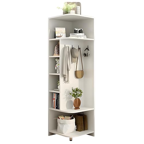 MESCXTY 3-in-1-Eckbücherregal, multifunktionales Lagerregal mit Hängeregal, minimalistisches Display für kleine Wohnungen, Schlafzimmer, Eingangsbereich (weiß) von MESCXTY
