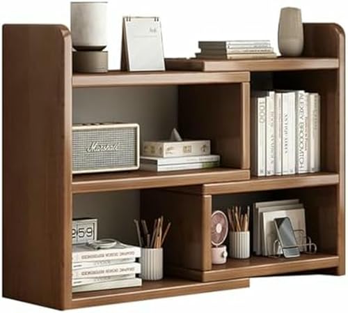 MESCXTY 3-stöckiges Bücherregal, hölzernes Schreibtisch-Bücherregal, einziehbares Tisch-Bücherregal, modernes Schreibtisch-Display, Aufbewahrungs-Bücherregal, erweiterbarer Organizer von MESCXTY