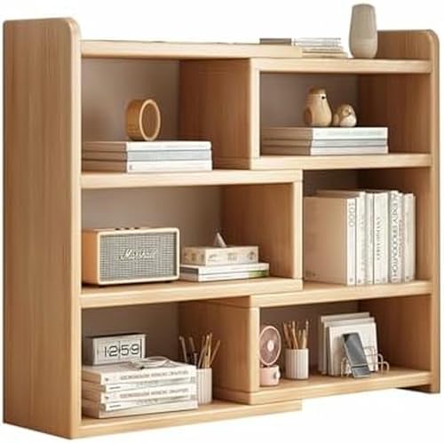 MESCXTY 3-stöckiges Bücherregal, hölzernes Schreibtisch-Bücherregal, einziehbares Tisch-Bücherregal, modernes Schreibtisch-Display, Aufbewahrungs-Bücherregal, erweiterbarer Organizer von MESCXTY