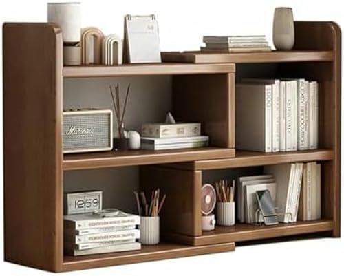 MESCXTY 3-stöckiges Bücherregal, hölzernes Schreibtisch-Bücherregal, einziehbares Tisch-Bücherregal, modernes Schreibtisch-Display, Aufbewahrungs-Bücherregal, erweiterbarer Organizer von MESCXTY