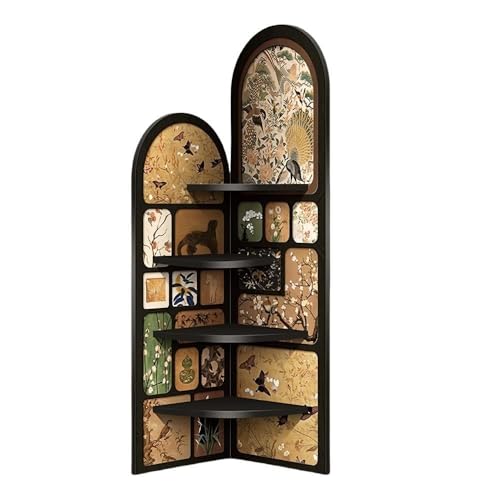 MESCXTY 4-stöckiges Eckregal, Holzständer, fächerförmiger Lagerschrank mit dekorativer Malerei, dreieckiges Wandregal für Wohnzimmer, Schlafzimmer, Büro,C,30 * 100CM MESCXTY 4-stöckiges Eckregal, Holzständer, fächerförmiger Lagerschrank mit dekorativer Malerei, dreieckiges Wandregal für Wohnzimmer, Schlafzimmer, Büro,C,30 * 100CM von MESCXTY