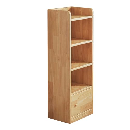 MESCXTY 5-stöckiges Bücherregal mit Türen, freistehendes, schmales Bücherregal, halboffenes vertikales Bücherregal, Ecke aus Massivholz für das Wohnzimmer im Home Office von MESCXTY