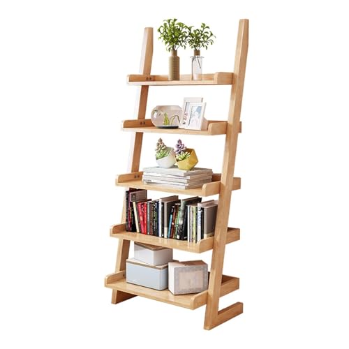 MESCXTY 5-stufiges Bambusleiterregal, Bücherregal, Pflanzen- und Blumenständer, Bücherregal, freistehendes Lagerregal, Organizer-Display für Wohnzimmer, Home Office, Schlafzimmer, Balkon,C von MESCXTY