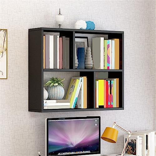 MESCXTY 6"/8" B Modernes Bücherregal aus Holz, Wandregal mit Regalböden, Wandregal, Hängeschrank, Kinderaufbewahrung, Display, Schwarz, 31,5" L x 7,9" 25,6" H von MESCXTY