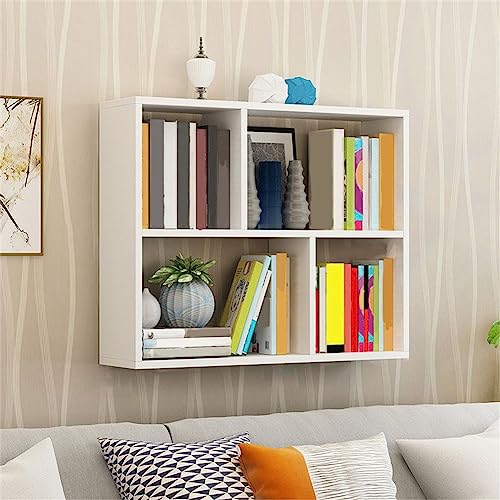 MESCXTY 6"/8" B Modernes Bücherregal aus Holz, Wandregal mit Regalböden, Wandregal, Hängeschrank, Kinderaufbewahrung, Display, Weiß, 23,6" L x 7,9" 25,6" H von MESCXTY