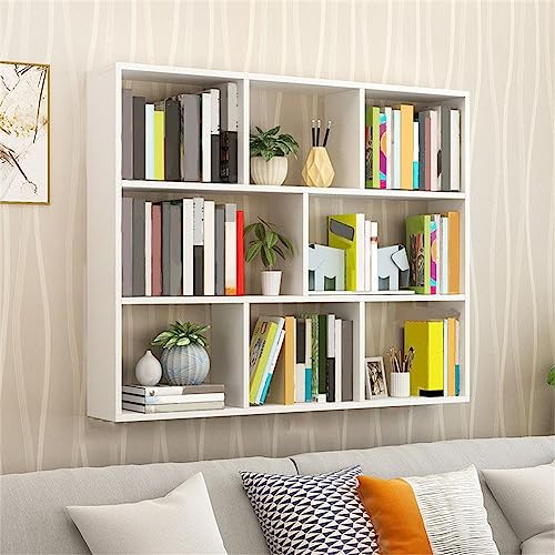 MESCXTY 6"/8" B Modernes Bücherregal aus Holz, Wandregal mit Regalböden, Wandregal, Hängeschrank, Kinderaufbewahrung, Display, Weiß, 47,2" L x 7,9" 38" H von MESCXTY
