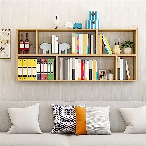 MESCXTY 6"/8" B Modernes Bücherregal aus Holz Wandregal mit Regalböden Wandregal Hängeschrank Kinderaufbewahrung Display Nussbraun 47,2" L x 7,9" 25,6" H von MESCXTY