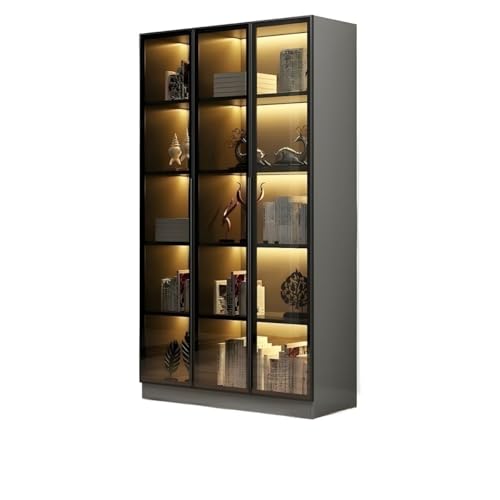 MESCXTY 79" H Bücherregal mit Lagerregalen und klaren Glastüren, Tür, Wandregal, Bodenkombination, Vitrine, Arbeitszimmer, Heimbücherregal ohne Licht, Dunkelgrau, 47" L x 16" B MESCXTY 79" H Bücherregal mit Lagerregalen und klaren Glastüren, Tür, Wandregal, Bodenkombination, Vitrine, Arbeitszimmer, Heimbücherregal ohne Licht, Dunkelgrau, 47" L x 16" B von MESCXTY