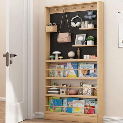 MESCXTY Aufbewahrung hinter der Tür, Aufbewahrungsschränke, Organizer für Spielzeug und Bücher, Regal mit Lochplatte, Wohnzimmer, Arbeitszimmer usw. (Natur, 120 cm) von MESCXTY