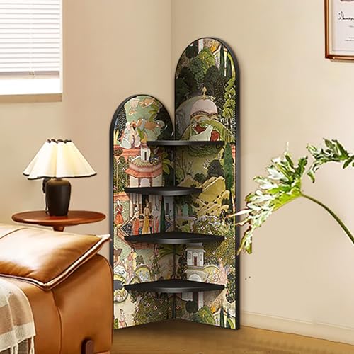 MESCXTY Bodenstehendes Eckregal, kleines Bücherregal, vierschichtiges Parfümregal, dekoratives Ausstellungsregal für das Wohnzimmer, kann Ornamente und Bücher platzieren, B 11,8 x 39,4 Zoll von MESCXTY