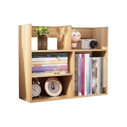 MESCXTY Bücherregal, Würfel-Organizer, geometrisches Bücherregal aus Holz, horizontales offenes Mehrzweck-Vitrinenregal für Wohnzimmer, Schlafzimmer, Heimbüro, Natur, 23,5" L x 7" B, 19" H von MESCXTY