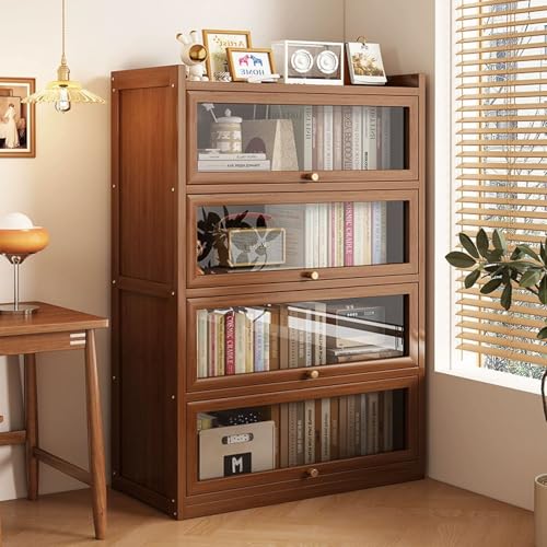 MESCXTY Bücherregal aus Holz, 3/4/5-stöckige Vitrine mit Acrylglastür-Lagerregalen, Bücherregal aus Bambus mit Klappdeckel für Spielzimmer, Schlafzimmer, Trophäenschrank, Zuhause, 4 Ebenen, 80 cm MESCXTY Bücherregal aus Holz, 3/4/5-stöckige Vitrine mit Acrylglastür-Lagerregalen, Bücherregal aus Bambus mit Klappdeckel für Spielzimmer, Schlafzimmer, Trophäenschrank, Zuhause, 4 Ebenen, 80 cm von MESCXTY