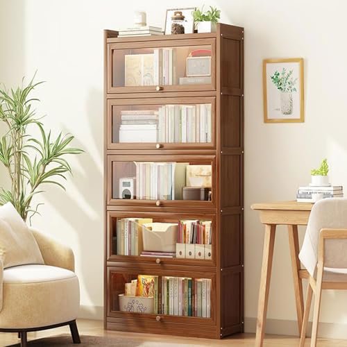 MESCXTY Bücherregal aus Holz, 3/4/5-stöckige Vitrine mit Acrylglastür-Lagerregalen, Bücherregal aus Bambus mit Klappdeckel für Spielzimmer, Schlafzimmer, Trophäenschrank, Zuhause, 5 Ebenen, 60 cm MESCXTY Bücherregal aus Holz, 3/4/5-stöckige Vitrine mit Acrylglastür-Lagerregalen, Bücherregal aus Bambus mit Klappdeckel für Spielzimmer, Schlafzimmer, Trophäenschrank, Zuhause, 5 Ebenen, 60 cm von MESCXTY