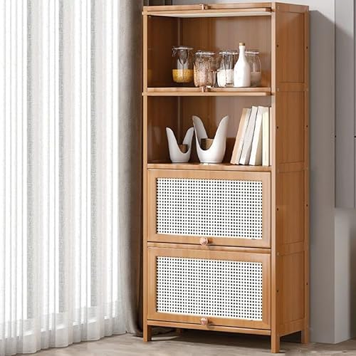 MESCXTY Bücherregal aus Holz, 4-stöckiges hellbraunes Bambus-Bücherregal, modernes Standard-Bücherregal, rechteckige Regale mit Türen für Schlafzimmer, Büro, Küche, Wohnzimmer (23,5" L x 13" T 55" H) MESCXTY Bücherregal aus Holz, 4-stöckiges hellbraunes Bambus-Bücherregal, modernes Standard-Bücherregal, rechteckige Regale mit Türen für Schlafzimmer, Büro, Küche, Wohnzimmer (23,5" L x 13" T 55" H) von MESCXTY