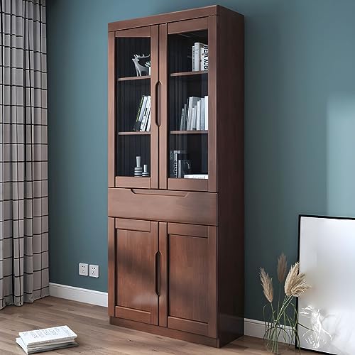 MESCXTY Bücherregal im modernen Stil, Massivholz mit Glastür, Bücherregal für Büro, Arbeitszimmer, RubberWood, Gummi-Aktenschrank, Braun, 31,5" L x 12,8" B, 77,6" H MESCXTY Bücherregal im modernen Stil, Massivholz mit Glastür, Bücherregal für Büro, Arbeitszimmer, RubberWood, Gummi-Aktenschrank, Braun, 31,5" L x 12,8" B, 77,6" H von MESCXTY