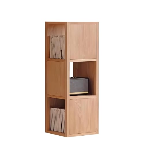 MESCXTY Bücherregal mit 3 Würfeln, 3-stöckiges, bodenstehendes Bücherregal aus Holz, offenes Eckregal für Wohnzimmer, Schlafzimmer, Büro (Natur) von MESCXTY