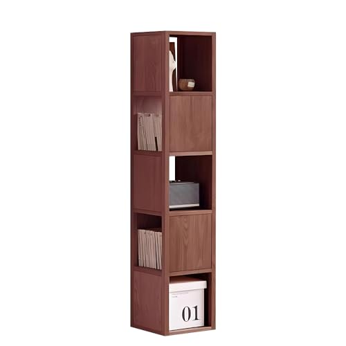 MESCXTY Bücherregal mit 3 Würfeln, 3-stöckiges, bodenstehendes Bücherregal aus Holz, offenes Eckregal für Wohnzimmer, Schlafzimmer, Büro (Walnuss) von MESCXTY