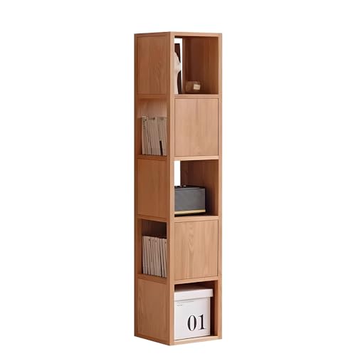 MESCXTY Bücherregal mit 5 Würfeln, 5-stöckiges, bodenstehendes Bücherregal aus Holz, offenes Eckregal für Wohnzimmer, Schlafzimmer, Büro (Natur) von MESCXTY