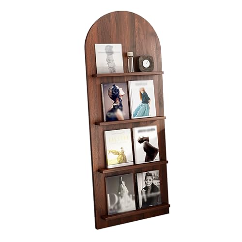 MESCXTY Bücherregal mit Ablageflächen, offener Zeitschriftenständer, Wandregal für Wohnzimmer, hinter der Tür, neben dem Sofa, Braun 22,8 x 59,1 Zoll von MESCXTY