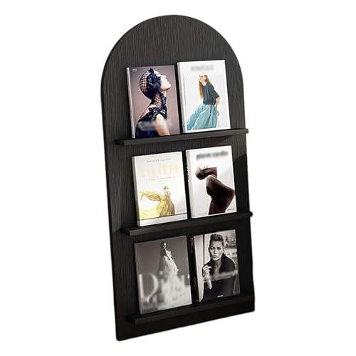 MESCXTY Bücherregal mit Ablageflächen, offener Zeitschriftenständer, Wandregal für Wohnzimmer, hinter der Tür, neben dem Sofa, Schwarz, 22,8 x 43,3 Zoll von MESCXTY