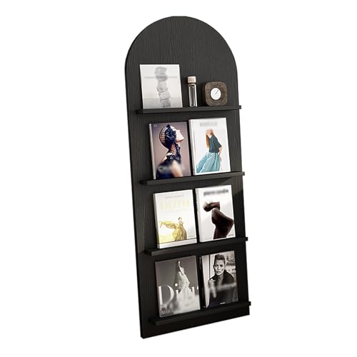 MESCXTY Bücherregal mit Ablageflächen, offener Zeitschriftenständer, Wandregal für Wohnzimmer, hinter der Tür, neben dem Sofa, Schwarz, 22,8 x 59,1 Zoll von MESCXTY