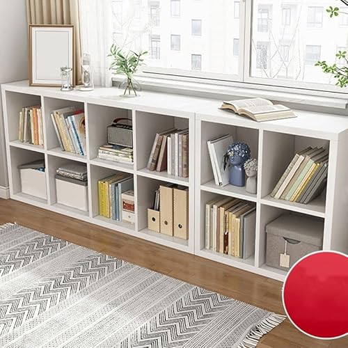 MESCXTY Bücherregal mit Aufbewahrung, 12 Würfel-Organizer-Vitrine mit 2 Regalebenen, freistehendes Bücherregal für Wohnzimmer, Spielbüro, Weiß (180 cm L x 30 cm T, 64 cm H) von MESCXTY