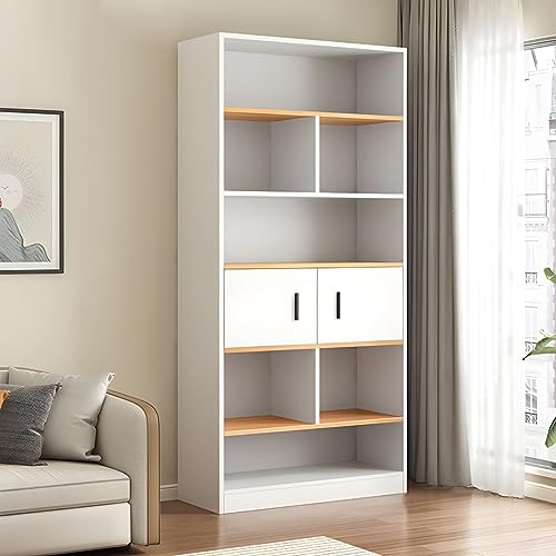 MESCXTY Bücherregal mit geschlossener Rückseite, modernes Bücherregal aus Holzwerkstoff, fürs Büro, deckenhohes Regal an der Wand, Gitterschrank, Lagerschrank, Weiß, 62 cm L x 24,9 cm B x 180 cm H von MESCXTY