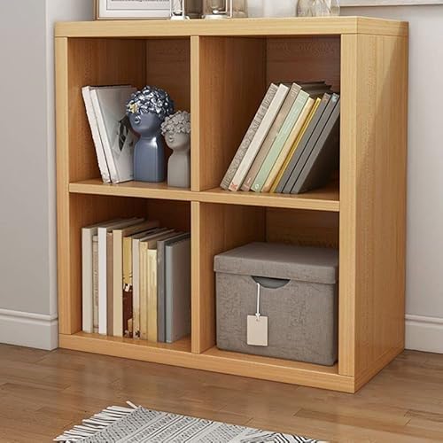 MESCXTY Bücherregal zur Aufbewahrung, 4-Würfel-Organizer-Vitrine mit 2-stöckigen Regalen, freistehendes Bücherregal für Wohnzimmer, Spielbüro, Braun (23,5" L x 12" T 25,5" H) von MESCXTY