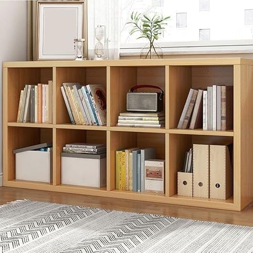 MESCXTY Bücherregal zur Aufbewahrung, 8-Würfel-Organizer-Vitrine mit 2 Regalebenen, freistehendes Bücherregal für Wohnzimmer, Spielbüro, Natur (120 cm L x 30 cm T, 64 cm H) von MESCXTY