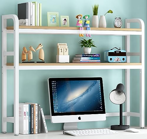 MESCXTY Bücherregalhalter mit großer Kapazität für den Schreibtisch, Computer-Desktop-Rack, Mehrzweck-Aufbewahrungsregal für die Arbeitsplatte, für den Organizer von Haushaltswaren, Holz, 22 * von MESCXTY