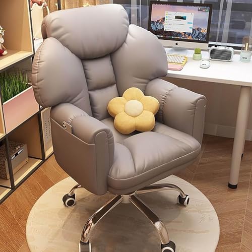 MESCXTY Bürostuhl aus Stoff, ergonomischer Computerstuhl mit Lendenwirbelstütze, verstellbare hohe Rückenlehne, Fußstütze, für Arbeit oder Gaming (Grau) von MESCXTY
