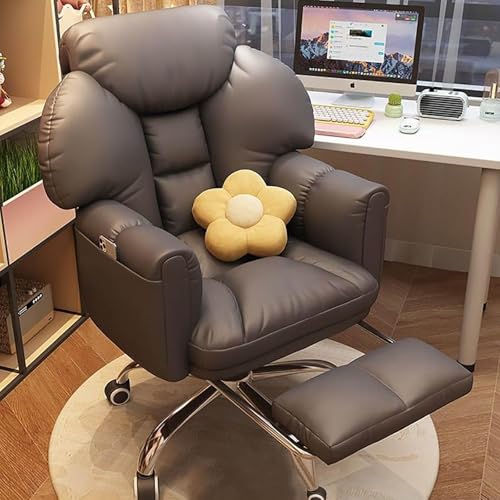 MESCXTY Bürostuhl aus Stoff, ergonomischer Computerstuhl mit Lendenwirbelstütze, verstellbare hohe Rückenlehne, Fußstütze, für Arbeit oder Gaming (Schwarz mit Fußstütze) von MESCXTY