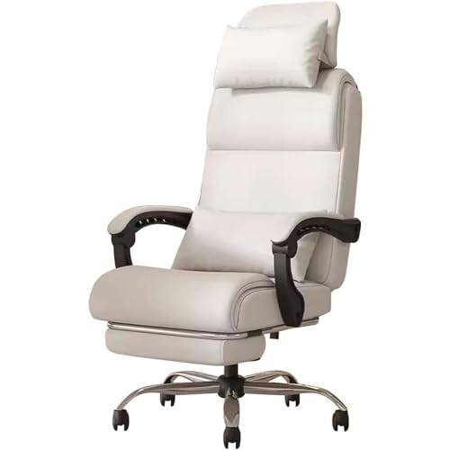 MESCXTY Chefsessel, Bürostuhl, hohe Rückenlehne, ergonomischer Schreibtischstuhl mit verstellbarer Lendenwirbelstütze und Kopfstütze, ergonomischer Lederstuhl mit Fußstütze, D von MESCXTY
