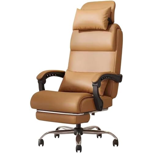MESCXTY Chefsessel Bürostuhl mit hoher Rückenlehne, ergonomischer Schreibtischstuhl mit verstellbarer Lendenwirbelstütze und Kopfstütze, ergonomischer Lederstuhl mit Fußstütze, B von MESCXTY