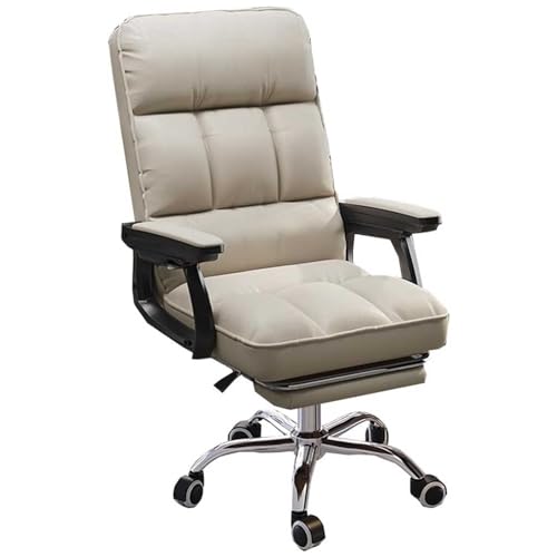 MESCXTY Chefsessel mit Fußstütze, Schreibtischstuhl, ergonomischer Computer-Schreibtischstuhl mit Lendenwirbelstütze, mit starkem Metallsockel, E von MESCXTY