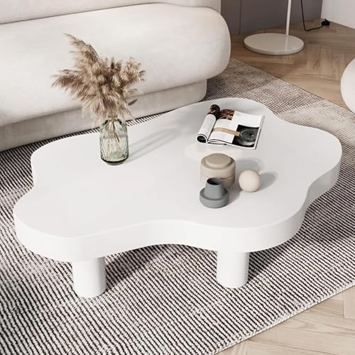 MESCXTY Couchtisch aus Massivholz, niedliche Wolkenform, runde Ecken, unregelmäßiger Couchtisch, Beistelltisch, moderner Akzent, Couchtisch mit 3 Beinen für Wohnzimmer (L x B x H): 100 x 70 x 40 cm von MESCXTY