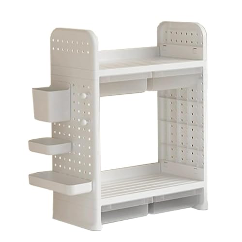 MESCXTY Desktop-Bücherregal-Aufbewahrungsregal, 2/3-stufiger Organizer mit Stifthalter und Schublade, Mehrzweck-Arbeitsplatten-Präsentationsregal für Büro und Zuhause,B,2 von MESCXTY