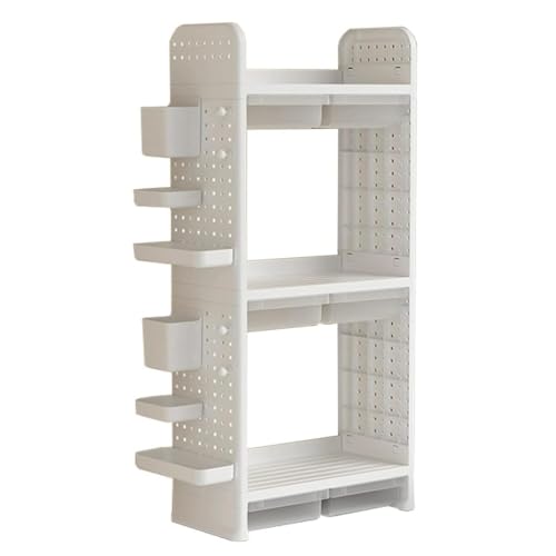 MESCXTY Desktop-Bücherregal-Aufbewahrungsregal, 2/3-stufiger Organizer mit Stifthalter und Schublade, Mehrzweck-Arbeitsplatten-Präsentationsregal für Büro und Zuhause,B,3 von MESCXTY