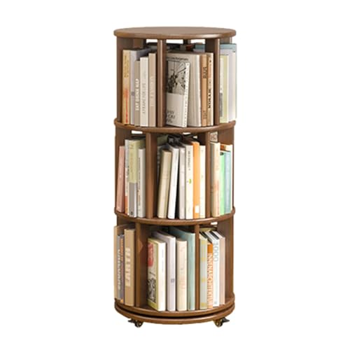 MESCXTY Drehbares Bücherregal, Eckregal aus Bambus, Medienaufbewahrung, drehbarer, bodenstehender Aufbewahrungsorganisator, Wohnzimmer, Schlafzimmer, 360-Grad-Aufbewahrung,A,3 Tier 17.3"x17.3"x40.2" von MESCXTY