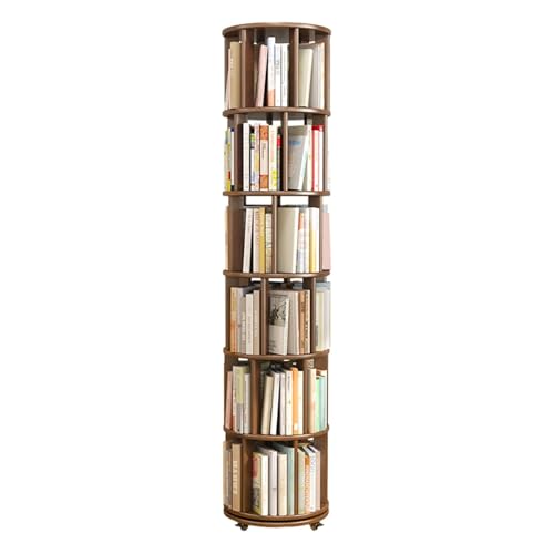 MESCXTY Drehbares Bücherregal, Eckregal aus Bambus, Medienaufbewahrung, drehbarer, bodenstehender Aufbewahrungsorganisator, Wohnzimmer, Schlafzimmer, 360-Grad-Aufbewahrung,A,6 Tier 17.3"x17.3"x77.3" von MESCXTY